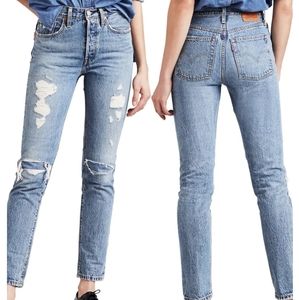 Levi's 501 Distressed Skinny Jeans - needle work